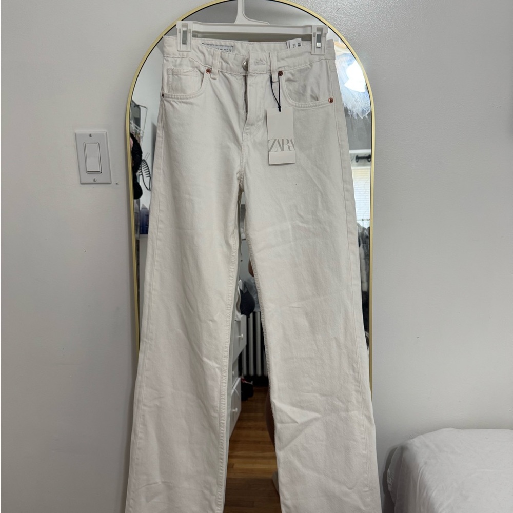 Zara Women's Cream Flare Jeans